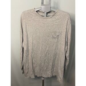 Vineyard Vines XXL Gray Long Sleeve T Shirt Whale Logo Pocket Sleeves